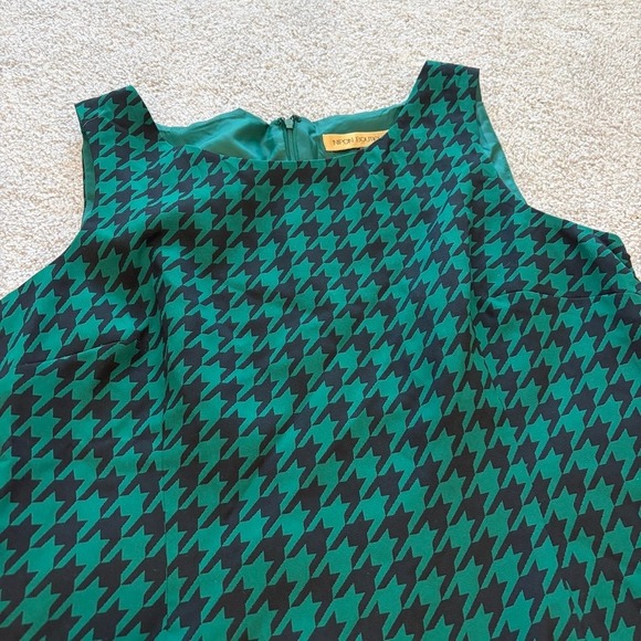 Nipon Boutique Dress Womens 18 Green Houndstooth Sheath Pencil Career Business - Picture 2 of 11
